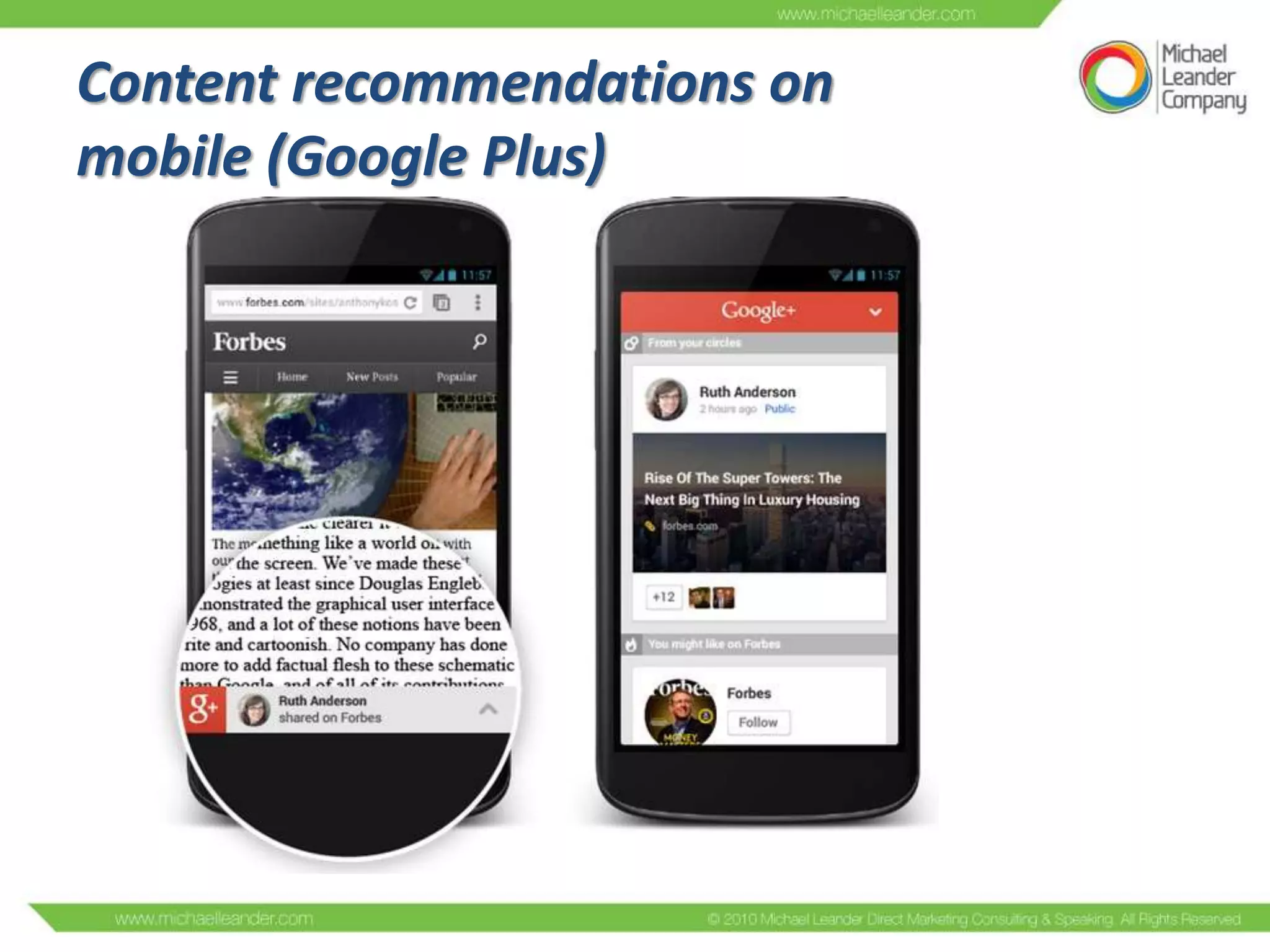Content recommendations on
mobile (Google Plus)

 
