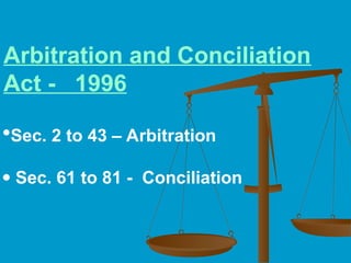 Arbitration and Conciliation Act of 1996 | PPT