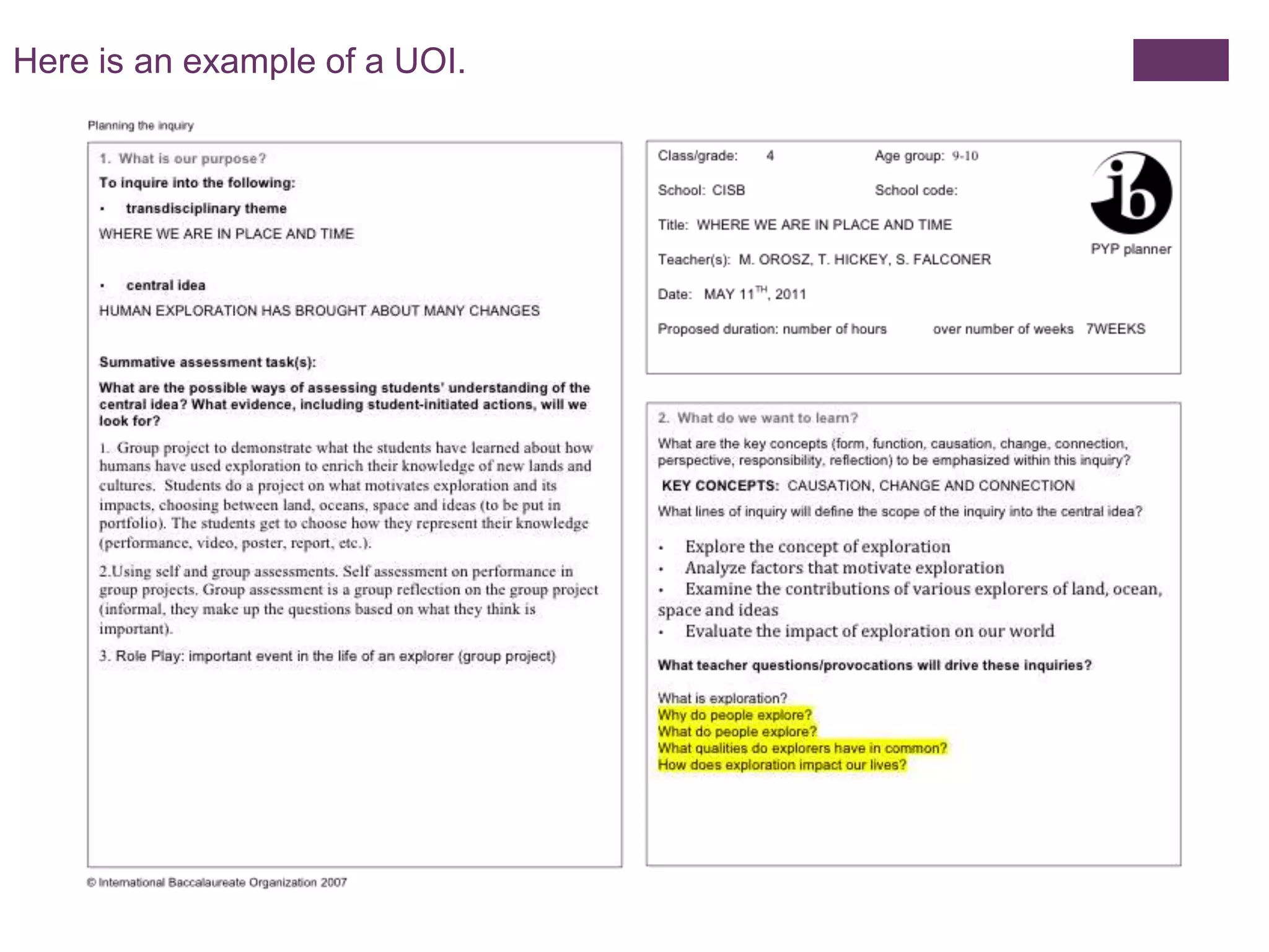 Here is an example of a UOI.
 