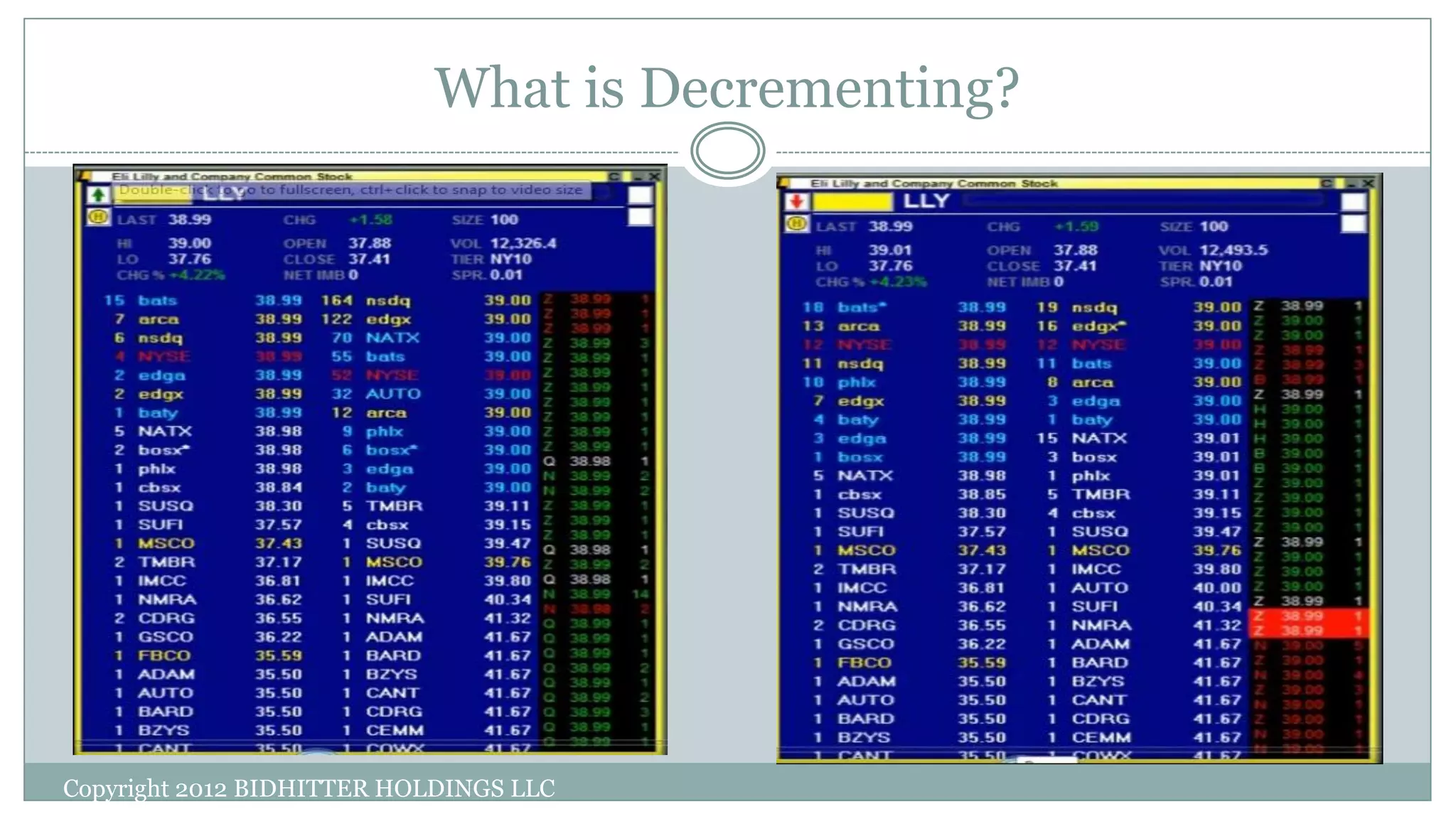 What is Decrementing?
Copyright 2012 BIDHITTER HOLDINGS LLC
 