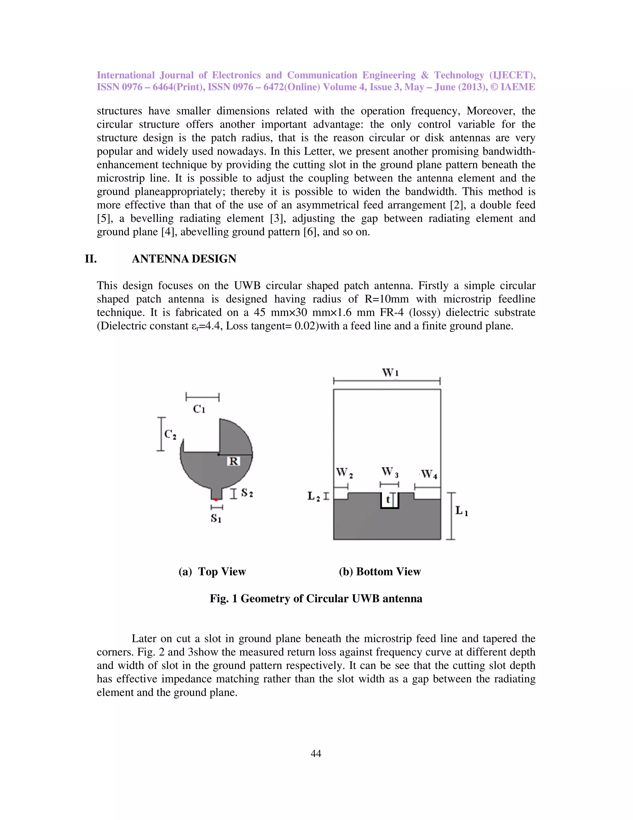 Tapered circular microstrip antenna with modified ground plane | PDF