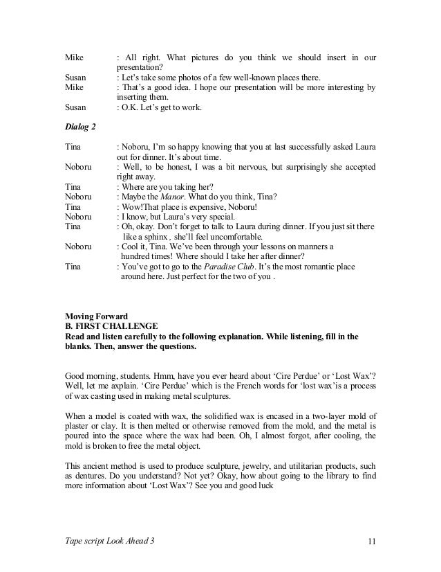 Tapescript for task 3. Tapescript for task 3