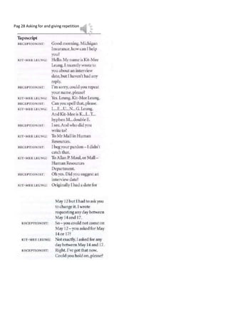 Pag 28 Asking for and giving repetition 
 