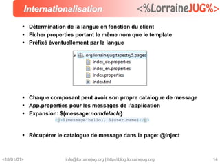 <18/01/01> info@lorrainejug.org | http://blog.lorrainejug.org 14
Internationalisation
 Détermination de la langue en fonc...