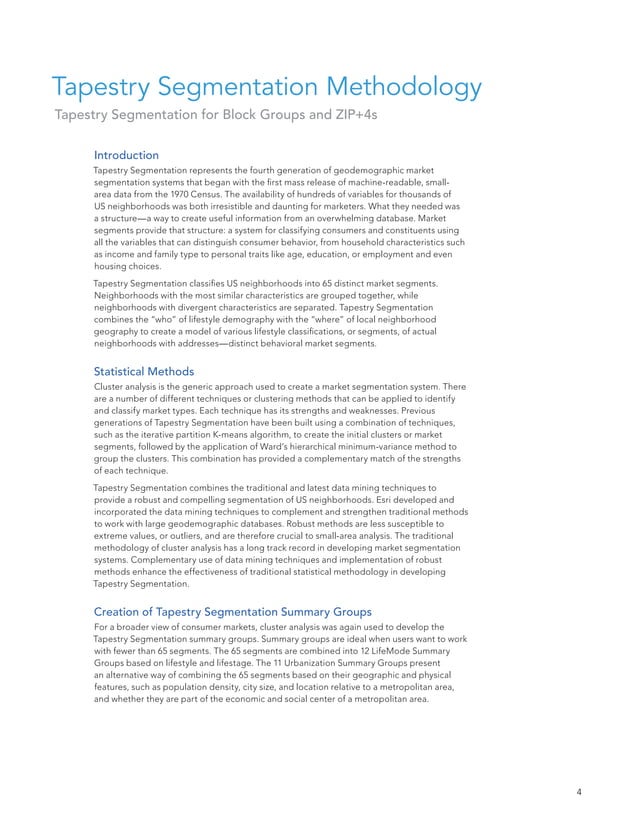 Esri Tapestry Segmentation Reference Guide