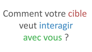 Comment votre cible
veut interagir
avec vous ?
 