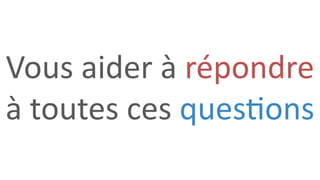 Vous aider à répondre
à toutes ces questions
 