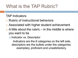 Tap indicator standards objectives | PPTX