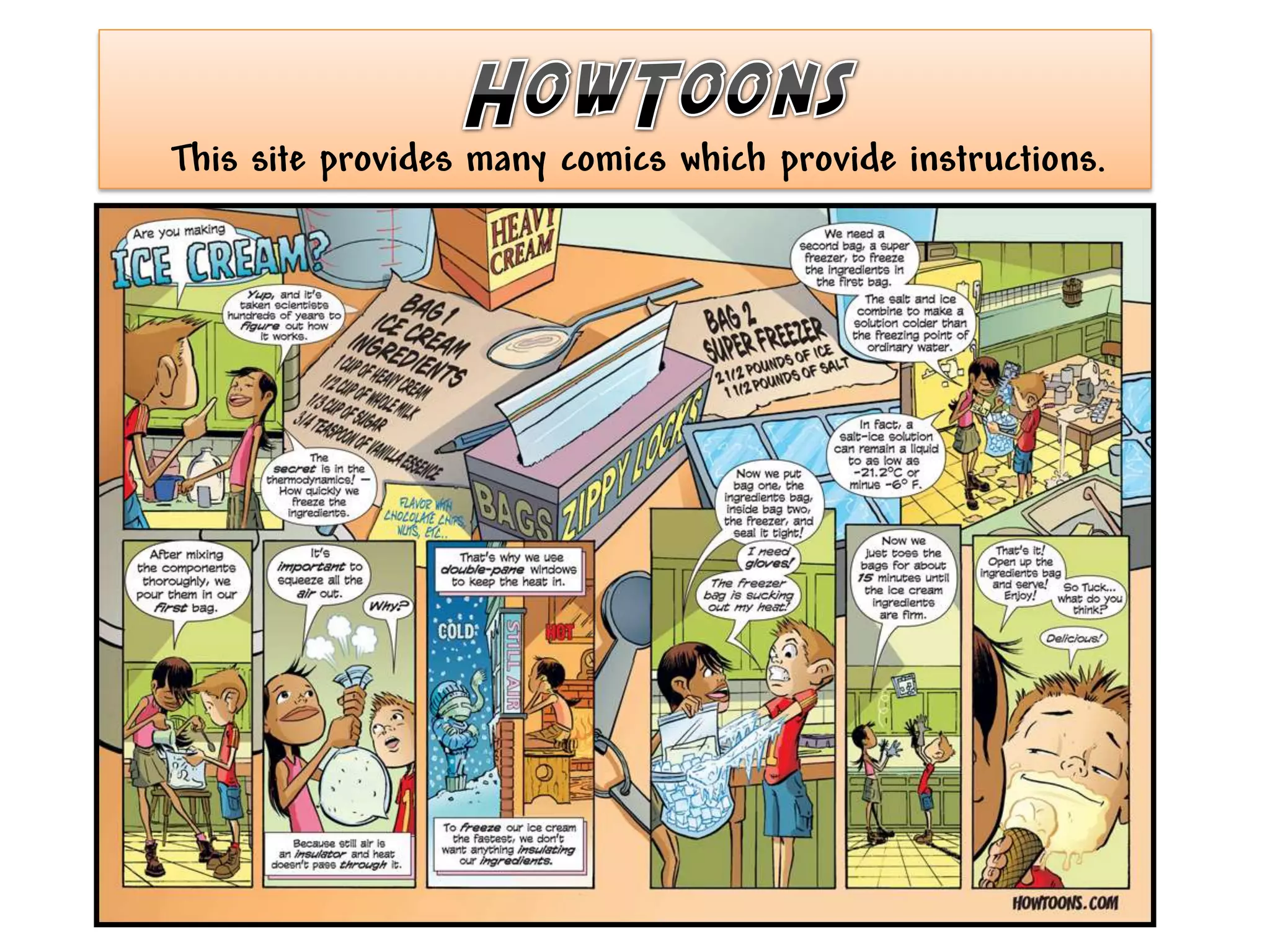 This site provides many comics which provide instructions.
 