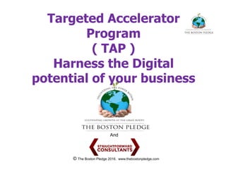 © The Boston Pledge 2016. www.thebostonpledge.com
Targeted Accelerator
Program
( TAP )
Harness the Digital
potential of your business
And
 