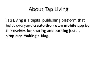 Tapliving pitch Slide 2
