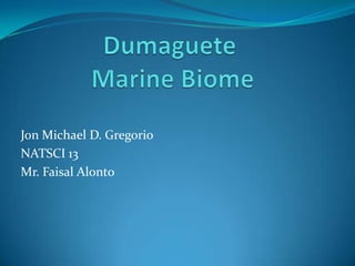 Dumaguete Marine Biome Jon Michael D. Gregorio NATSCI 13 Mr. Faisal Alonto 