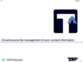 786	
                                                            Conﬁden'al	
  
	
                                                               	
  




       Crowd-source the management of your contact information




                                                                                  TM
 
