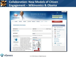  | © 2010 nGenera. All Rights Reserved. Collaboration: New Models of Citizen Engagement – Wikinomics & Obama 