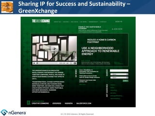 Sharing IP for Success and Sustainability – GreenXchange  | © 2010 nGenera. All Rights Reserved.  