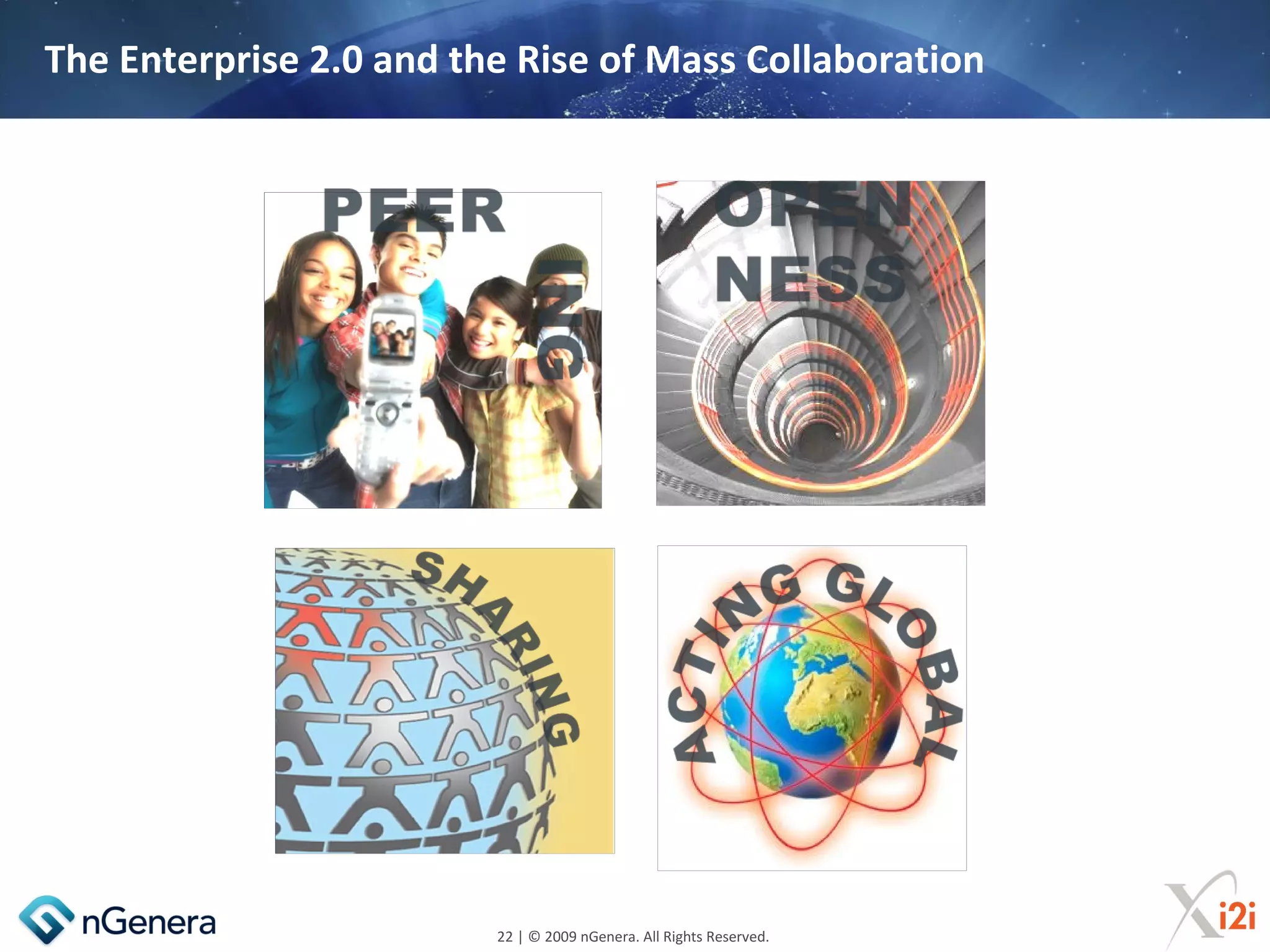 The Enterprise 2.0 and the Rise of Mass Collaboration




                         22 | © 2009 nGenera. All Rights Reserved.
 