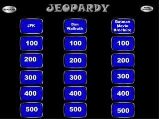 100 100 200 200 200 300 300 300 400 400 400 500 500 500 JFK Dan Wallrath 100 Batman Movie Brochure 