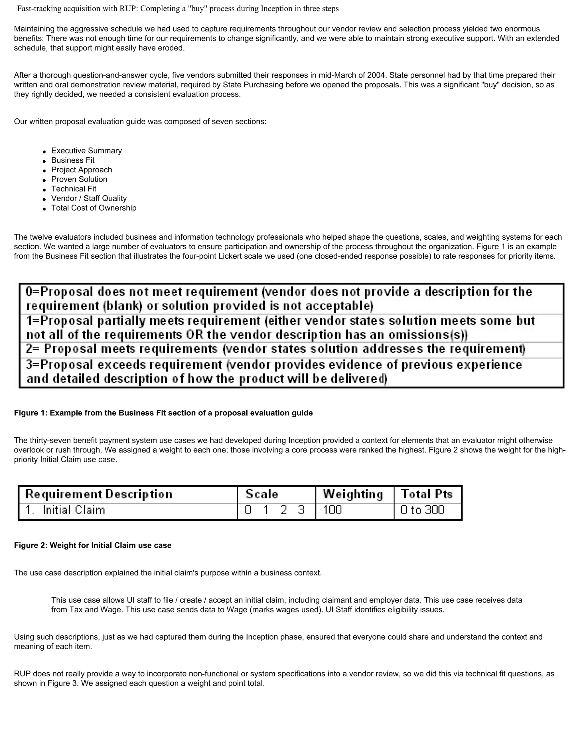 TAPUniversity Use Cases / RUP for Vendor Selection