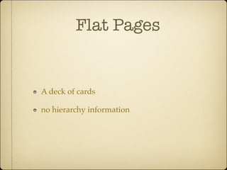 Flat Pages
A deck of cards
no hierarchy information
 