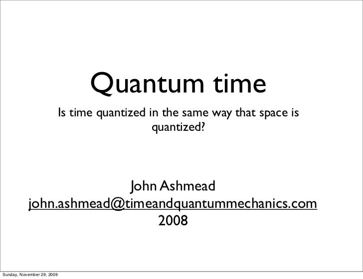 Time & Quantum Mechanics