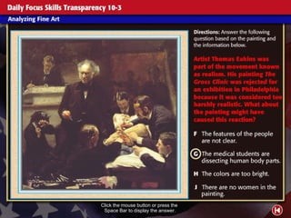 Daily Focus Skills Transparency 3 Click the mouse button or press the  Space Bar to display the answer. 