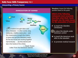 Daily Focus Skills Transparency 1 Click the mouse button or press the  Space Bar to display the answer. 