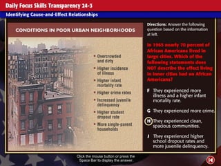 Daily Focus Skills Transparency 3 Click the mouse button or press the  Space Bar to display the answer. 
