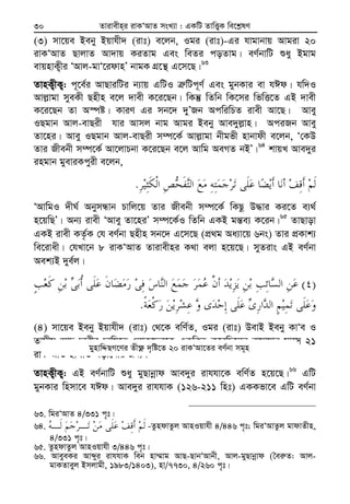 Zvivexn&i ivKÔAvZ msL¨v : GKwU ZvwË¡K we‡k−lY30
(3) mv‡qe Beby Bqvhx` (ivt) e‡jb, Igi (ivt)-Gi hvgvbvq Avgiv 20
ivKÔAvZ QvjvZ Av`vq KiZvg Ges weZi coZvg| eY©bvwU ïay Bgvg
evqnvK¡xi ÔAvj-gvÔ‡idvnÕ bvgK MÖ‡š’ G‡m‡Q|63
ZvnK¡xK¡: c~‡e©i AvQviwUi b¨vq GwUI Î“wUc~Y© Ges gybKvi ev hCd| hw`I
Avj−vgv myeKx Qnxn e‡j `vex K‡i‡Qb| wKš‘ wZwb wK‡mi wfwË‡Z GB `vex
K‡i‡Qb Zv A¯úó| KviY Gi mb‡` `yÕRb AcwiwPZ ivex Av‡Q| Avey
IQgvb Avj-evQix hvi Avmj bvg Avgi Beby Ave`yj−vn| AciRb Avey
Zv‡ni| Avey IQgvb Avj-evQix m¤ú‡K© Avj−vgv bxgfx nvbvdx e‡jb, Ô†KD
Zvi Rxebx m¤ú‡K© Av‡jvPbv K‡i‡Qb e‡j Avwg AeMZ bBÕ|64
kvqL Ave`yi
ingvb gyeviKcyix e‡jb,
.
ÔAvwgI `xN© AbymÜvb Pvwj‡q Zvi Rxebx m¤ú‡K© wKQz D×vi Ki‡Z e¨_©
n‡qwQÕ| Ab¨ ivex ÔAvey Zv‡niÕ m¤ú‡K©I wZwb GKB gš—e¨ K‡ib|65
ZvQvov
GKB ivex KZ…©K †h eY©bv Qnxn mb‡` G‡m‡Q (cÖ_g Aa¨v‡q 6bs) Zvi cÖKvk¨
we‡ivax| †hLv‡b 8 ivKÔAvZ Zvivexni K_v ejv n‡q‡Q| myZivs GB eY©bv
Aek¨B `ye©j|
)(
.
(4) mv‡qe Beby Bqvhx` (ivt) †_‡K ewY©Z, Igi (ivt) DevB Beby KvÔe I
Zvgxg Av`-`vixi `vwq‡Z¡ †jvK‡`i‡K GKwÎZ K‡iwQ‡jb ivgvhvb gv‡m 21
ivKÔAvZ QvjvZ cov‡bvi Rb¨|
ZvnK¡xK¡: GB eY©bvwU ïay gyQvbœvd Ave`yi ivhhv‡K ewY©Z n‡q‡Q|66
GwU
gybKvi wnmv‡e hCd| Ave`yi ivhhvK (126-211 wnt) GKKfv‡e GwU eY©bv
63. wgiÔAvZ 4/331 c„t|
64. -ZzndvZzj AvnIqvhx 4/446 c„t; wgiÔAvZzj gvdvZxn,
4/331 c„t|
65. ZzndvZzj AvnIqvhx 3/446 c„t|
66. AveyeKi Avãyi ivhhvK web nv¤§vg AvQ-QvbÔAvbx, Avj-gyQvbœvd (ˆei“Z: Avj-
gvKZveyj Bmjvgx, 1983/1403), nv/7730, 4/260 c„t|
gynvwÏQM‡Yi Zx¶è `„wó‡Z 20 ivKÔAv‡Zi eY©bv mg~n
 