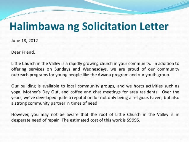 tara ipon tayo solicitation letter for church building fund