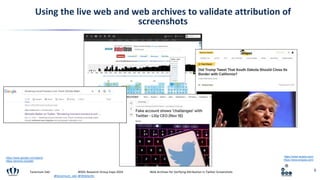 Web Archives for Verifying Attribution in Twitter Screenshots | PPTX
