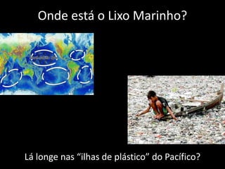 Onde está o Lixo Marinho?
Lá longe nas “ilhas de plástico” do Pacífico?
 