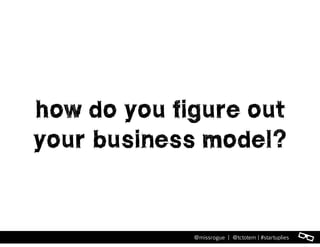 l@missrogue | @tctotem | #startuplies
how do you figure out
your business model?
 
