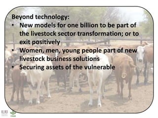   The role of livestock in achieving the SDGs