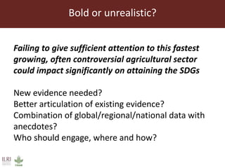   The role of livestock in achieving the SDGs