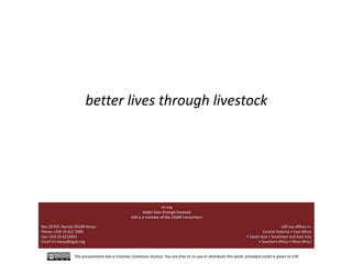   The role of livestock in achieving the SDGs