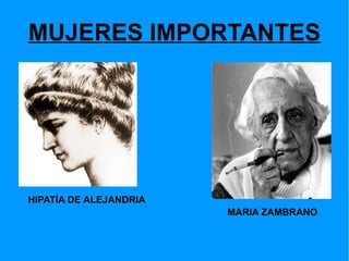 MUJERES IMPORTANTES HIPATÍA DE ALEJANDRIA MARIA ZAMBRANO 