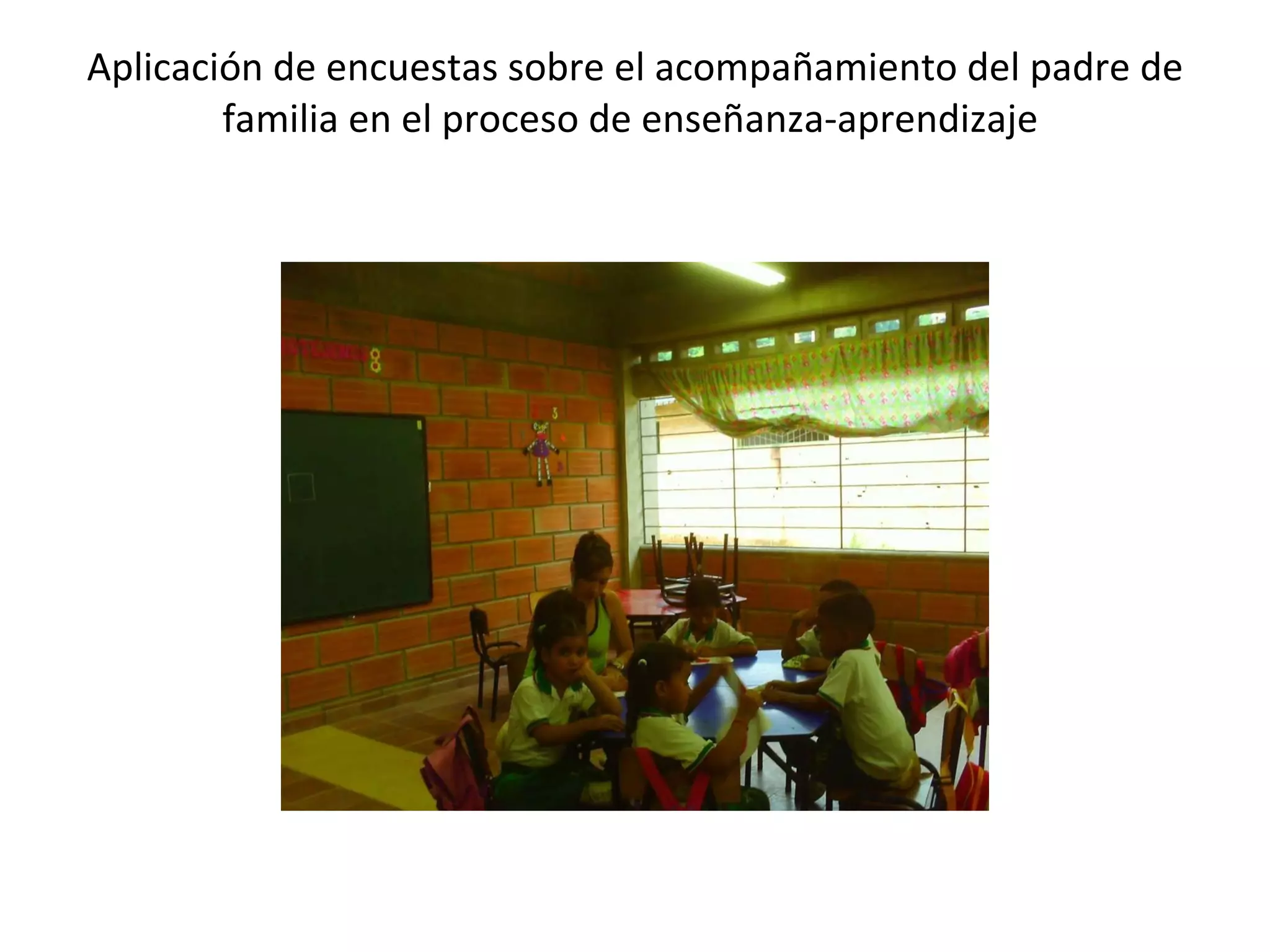 Aplicación de encuestas sobre el acompañamiento del padre de familia en el proceso de enseñanza-aprendizaje