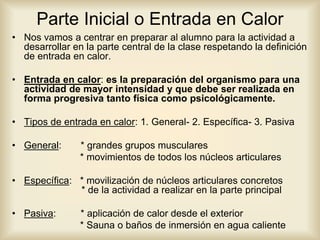 Educación Física efectos y partes de la clase | PPT