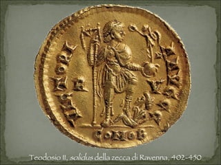 Teodosio II,  solidus  della zecca di Ravenna, 402-450 