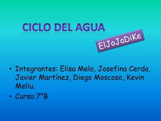 • Integrantes: Elisa Melo, Josefina Cerda,
  Javier Martínez, Diego Moscoso, Kevin
  Meliu.
• Curso:7°B
 