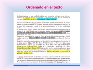 Ordenado en el texto