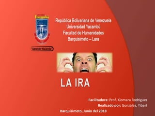 Facilitadora: Prof. Xiomara Rodríguez
Realizado por: González, Yibert
Barquisimeto, Junio del 2018
 