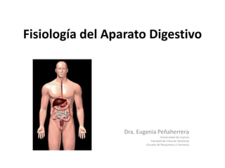 Fisiología del Aparato Digestivo
Dra. Eugenia Peñaherrera
Universidad de Cuenca
Facultad de Ciencias Químicas
Escuela de Bioquímica y Farmacia
 