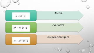 •Media
•Varianza
•Desviación típica
 