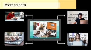 Ma. Lorena Muñoz Vallejo
* Que el tutor virtual es el
agente que mantiene motivado
al estudiante al desarrollar sus
actividades.
* Que el acto educativo virtual
se convierta en trascendental
cuando existe el balance exacto
en el proceso de comunicación
entre el docente, estudiante y el
uso de herramientas digitales.
* Que despertar el interés del
estudiante por aprender signiﬁca
haber logrado un reto en el correcto
uso de las herramientas didácticas en
línea.
* Que el Feedback es parte
fundamental en el Proceso de
Enseñanza Aprendizaje en línea
para fortalecel el conocimiento
adquirido.
CONCLUSIONES
 
