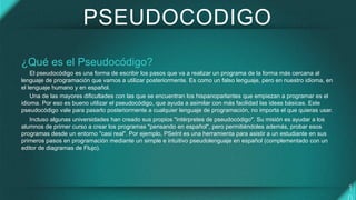 presentacion sobre Algoritmo, Pseudocódigo, diagramas de flujos y la ...