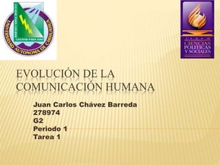 EVOLUCIÓN DE LA
COMUNICACIÓN HUMANA
Juan Carlos Chávez Barreda
278974
G2
Periodo 1
Tarea 1
 