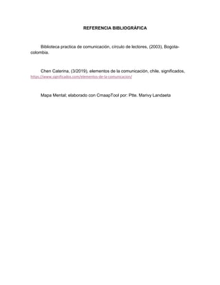 REFERENCIA BIBLIOGRÁFICA
Biblioteca practica de comunicación, círculo de lectores, (2003), Bogota-
colombia.
Chen Caterina...