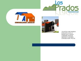 2 PLANTAS 3 RECAMARAS
EN PLANTA ALTA 1.5
BAÑOS SALA, COCINA,
COMEDOR, PATIO DE
SERVICIO Y COCHERA.
CONSTRUCCIÓN: 99.63 M².
 