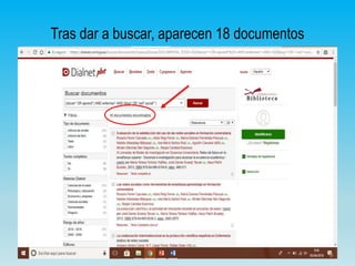 Tras dar a buscar, aparecen 18 documentos
 